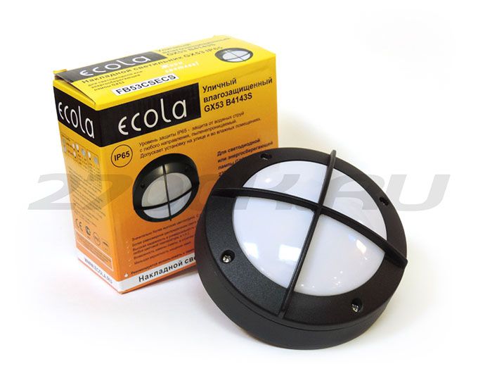 Уличный светильник Ecola GX53 IP65 накладной круглый черный с решеткой