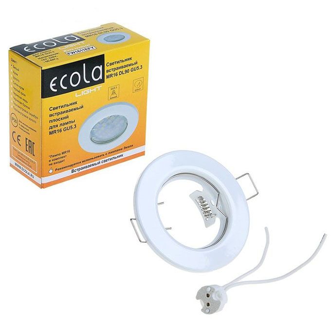 Встраиваемый точечный светильник Ecola Light MR16 DL90 GU5.3 плоский белый