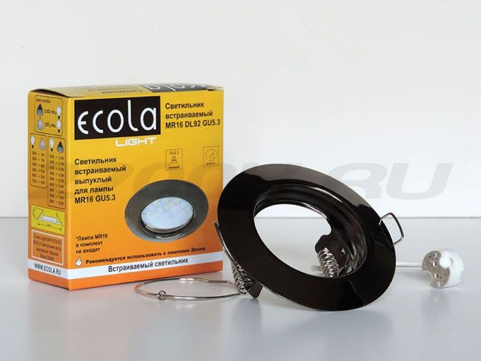 Встраиваемый точечный светильник Ecola Light MR16 DL92 GU5.3 выпуклый черный хром
