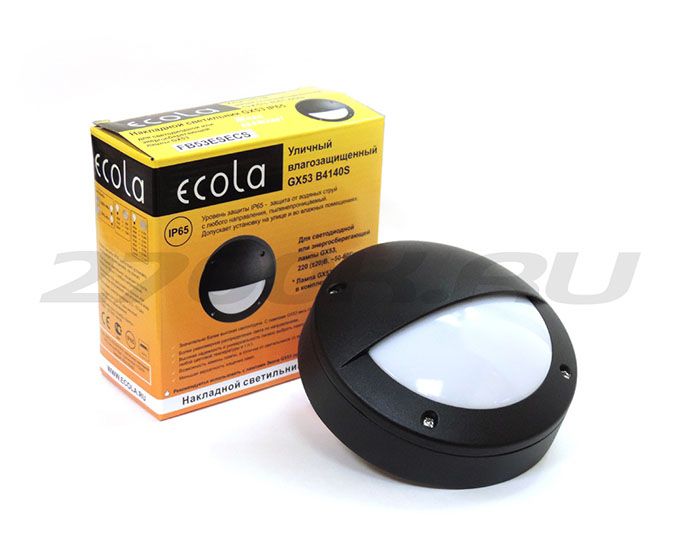 Уличный светильник Ecola GX53 IP65 накладной круглый с ресничкой черный