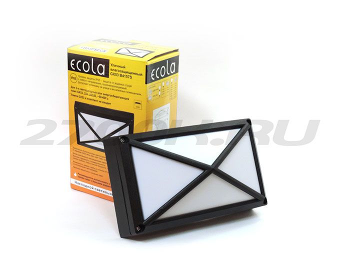 Уличный светильник Ecola GX53x2 IP65 накладной прямоугольник-пирамида 
черный