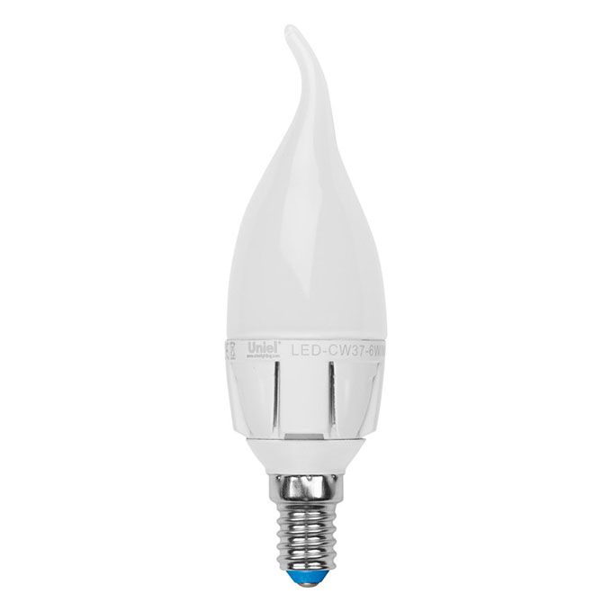 Диммируемая светодиодная лампа Uniel Palazzo DIM свеча на ветру LED 6W 
СW37 E14 4500K (матовое стекло)