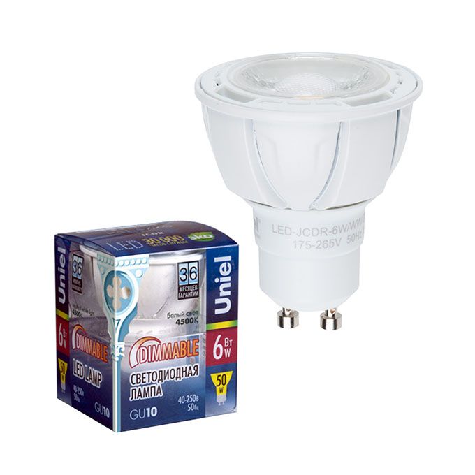 Диммируемая светодиодная лампа Uniel Palazzo DIM JCDR LED 6W GU10 3000K 
(матовое стекло)