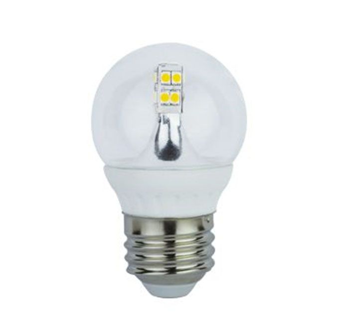 Светодиодная лампа Ecola в форме шара LED Premium 4W G45 E27 320° (керамика) прозрачная искристая точка 2700K
