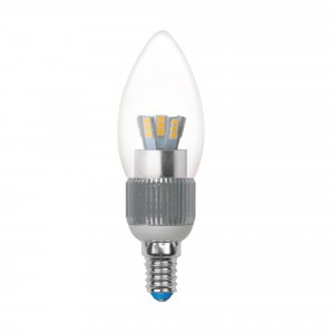 Диммируемая светодиодная лампа Uniel Crystal DIM свеча LED 5W E14 3000K 
для хрустальных люстр (прозрачная)