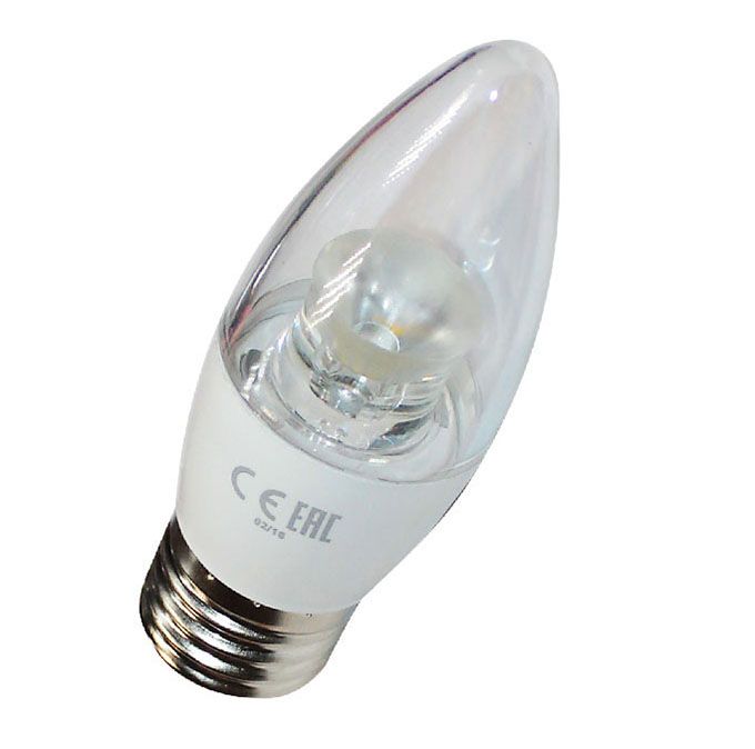 Светодиодная лампа Ecola свеча LED Premium 7W E27 прозрачная с линзой 
4000K