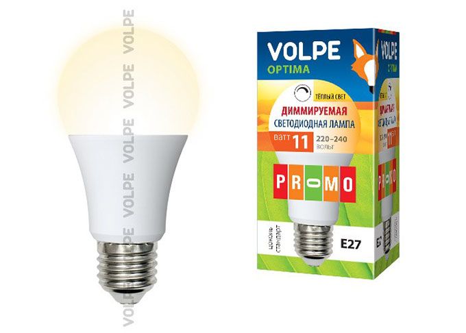 Диммируемая светодиодная лампа Volpe Optima DIM шар LED 11W A60 E27 
3000K (матовое стекло)