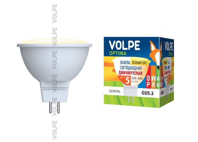 Диммируемая светодиодная лампа Volpe Optima DIM MR16 LED 5W GU5.3 3000K