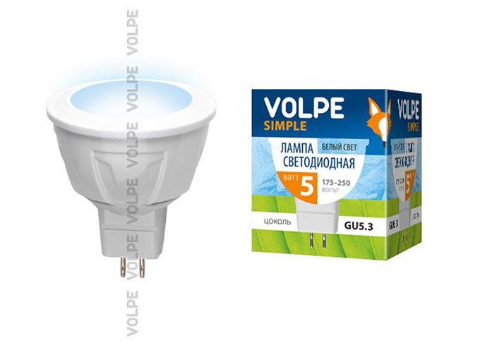 Светодиодная лампа Volpe Simple рефлектор MR16 LED 5W GU5.3 4500K