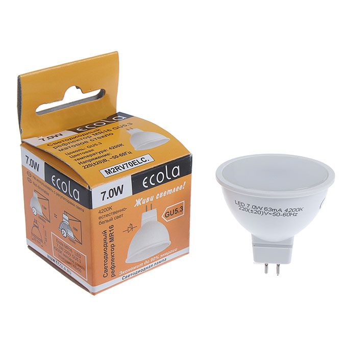 Светодиодная лампа Ecola рефлектор MR16 LED 7W GU5.3 (матовая) 4200K