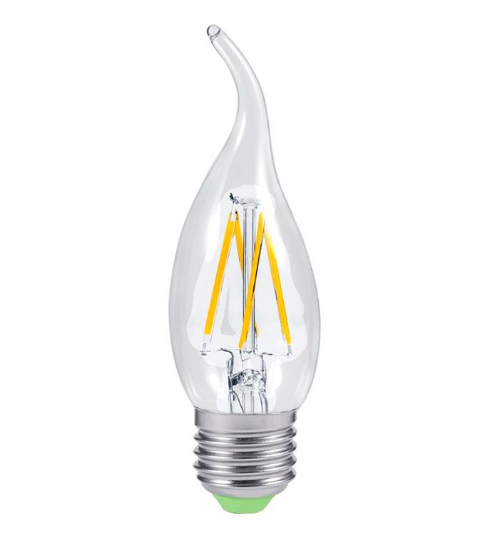 Светодиодная лампа ASD Premium в форме свечи на ветру LED 5W CW37 E27 3000K
(прозрачная)