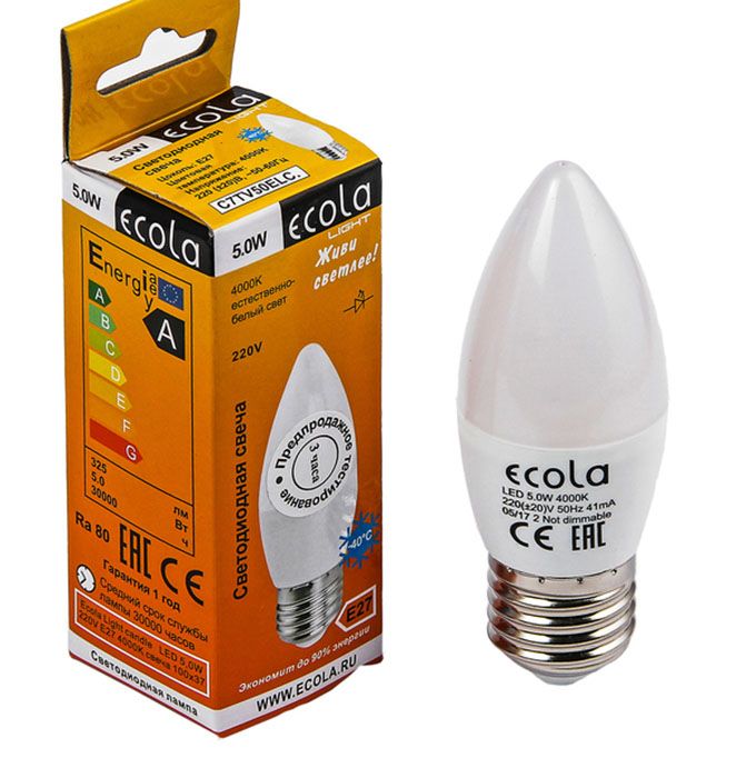 Светодиодная лампа Ecola Light свеча LED 5W E27 4000K