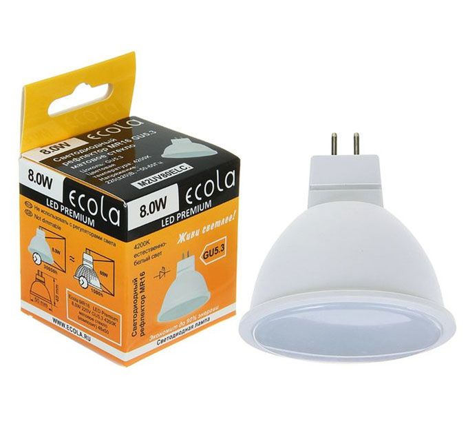 Светодиодная лампа Ecola рефлектор MR16 LED Premium 8W GU5.3 (матовая) 4200K