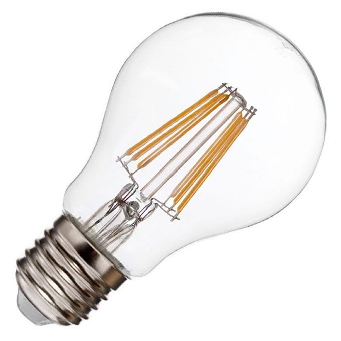 Светодиодная лампа Ecola в форме шара LED Premium 8W A60 E27 (прозрачная) с нитевым излучателем 2700K