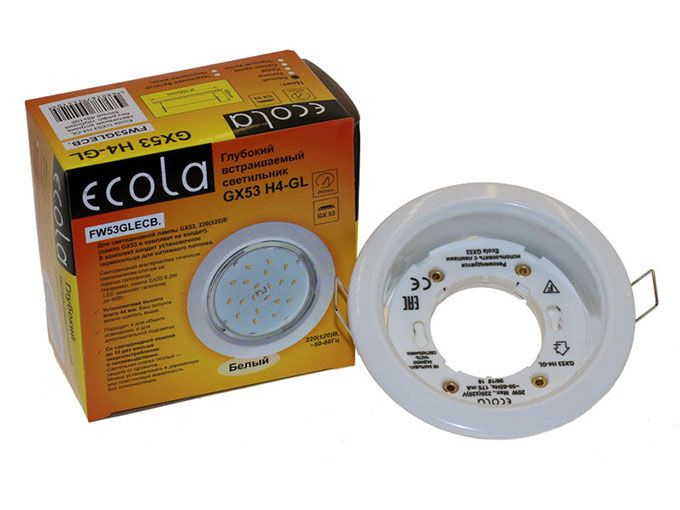 Встраиваемый глубокий светильник Ecola GX53 H4-GL белый