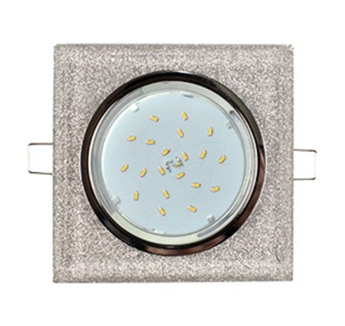 Встраиваемый светильник Ecola GX53 H4 Glass хром с квадратной вкладкой серебряный блеск