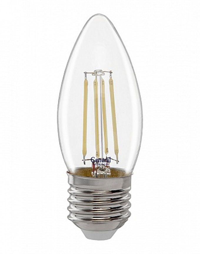Светодиодная лампа General GLDEN в форме свечи LED 7W E27 (прозрачная) с нитевым излучателем 2700K