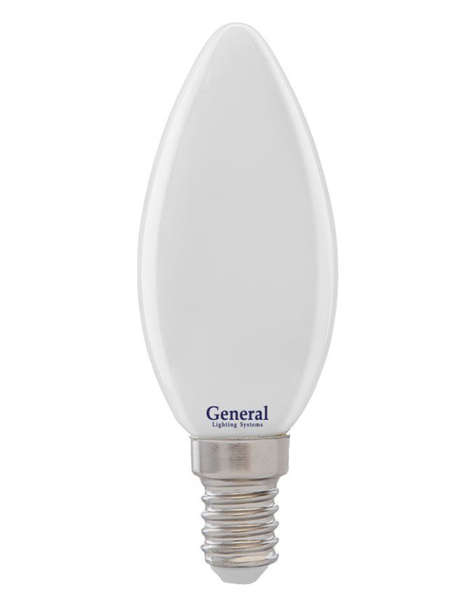 Светодиодная лампа General в форме свечи LED 7W С35 E14 (матовая) с нитевым излучателем 4500K