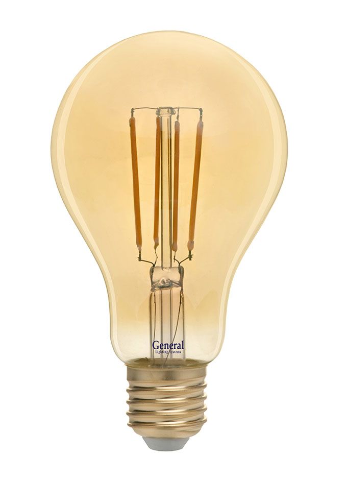 Светодиодная лампа General в форме шара LED 13W A75 E27 (прозрачная) золотистая с нитевым излучателем