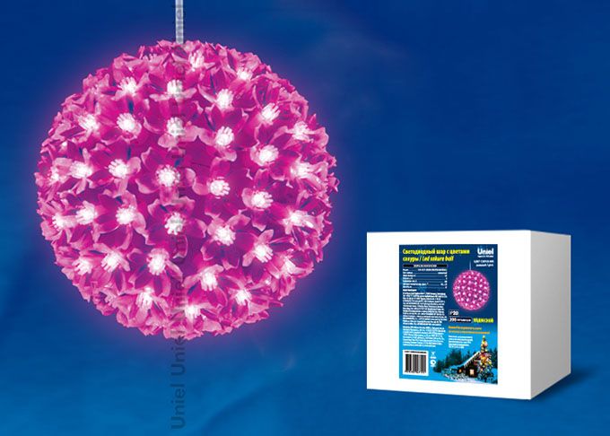 Светодиодный подвесной шар Uniel ULD-H2121-200 с цветами сакуры розовый