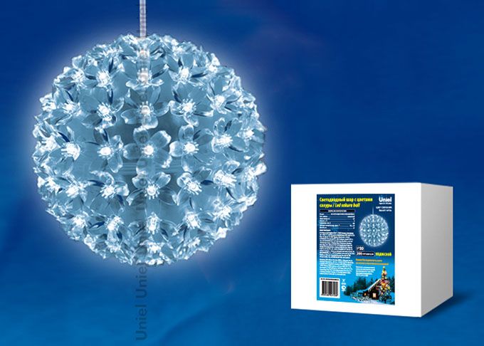 Светодиодный подвесной шар Uniel ULD-H2121-200/DTA 9W с цветами сакуры белый