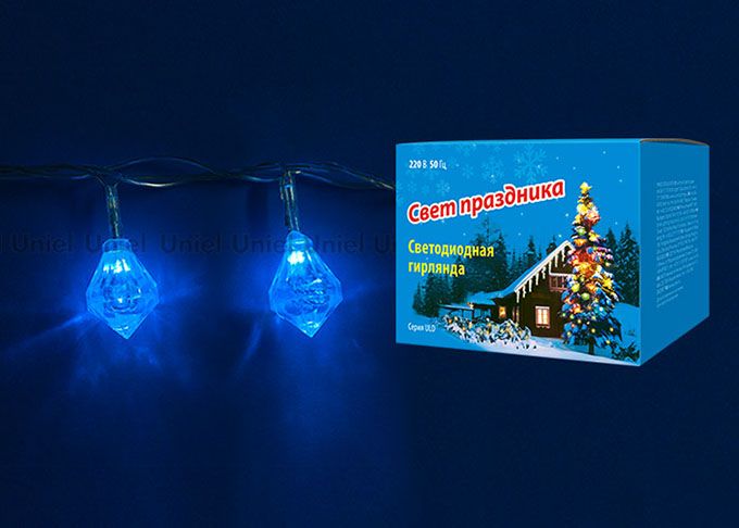 Светодиодная гирлянда Uniel ULD-S0280-020 бриллианты синий