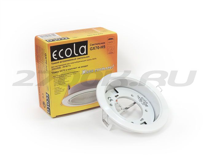 Энергосберегающий светильник Ecola GX70-H5 встраиваемый без рефлектора 
белый