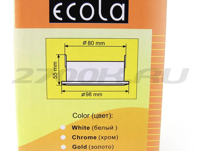 Ecola GX53 H9 защищенный IP65 светильник встраив. без рефл. сатин-хром 
98х55