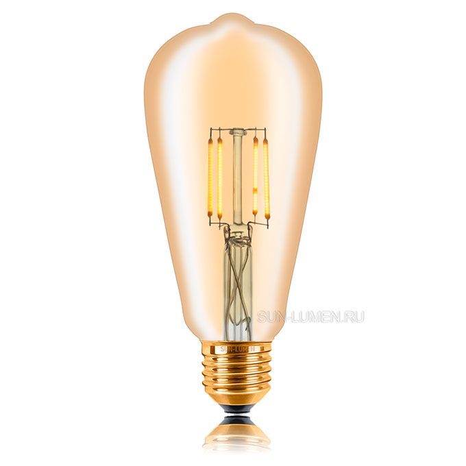 Светодиодная ретро лампа Sun-Lumen LED 4W ST64 4F38 E27 (золотистая) 2200K