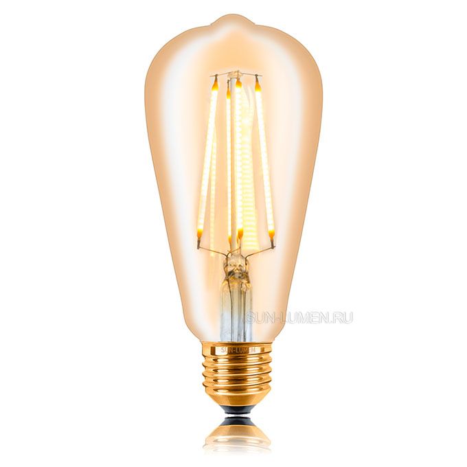 Диммируемая светодиодная ретро лампа Sun-Lumen LED 4W ST64 4F60 E27 (прозрачная) золотистая 2200K