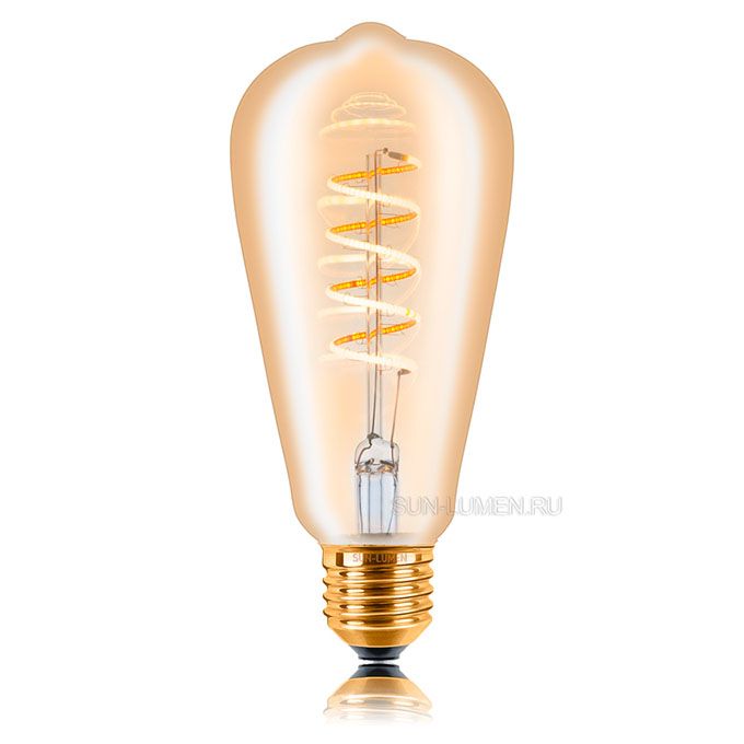 Диммируемая светодиодная ретро лампа Sun-Lumen LED 5W ST64 SF8 E27 (прозрачная) золотистая 2200K