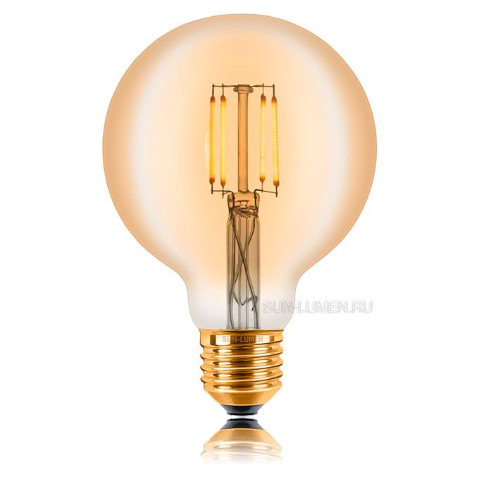 Светодиодная ретро лампа Sun-Lumen LED 4W G95 4F38 E27 (прозрачная) золотистая 2200K