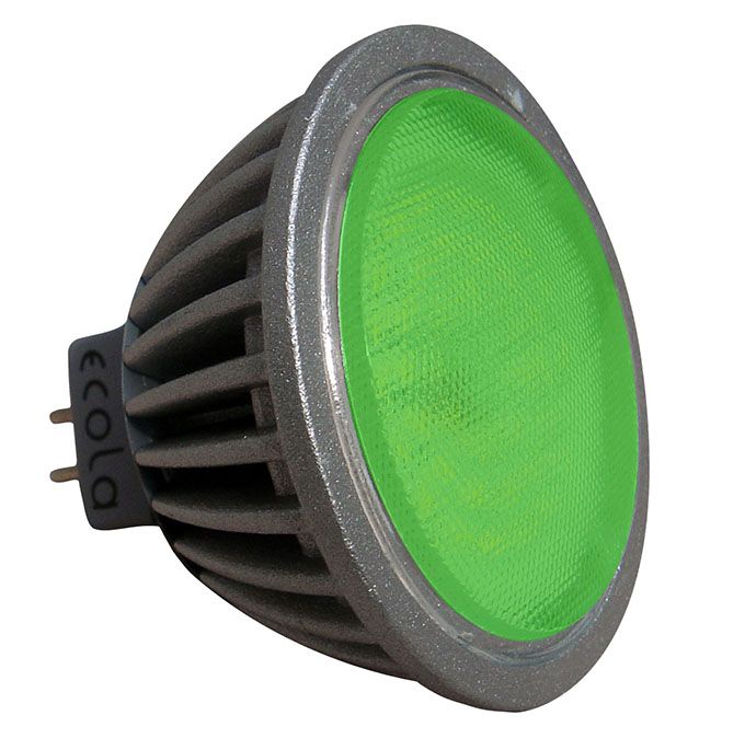 Светодиодная лампа Ecola рефлектор MR16 LED color 4,2W GU5.3 зеленый (прозрачное стекло)