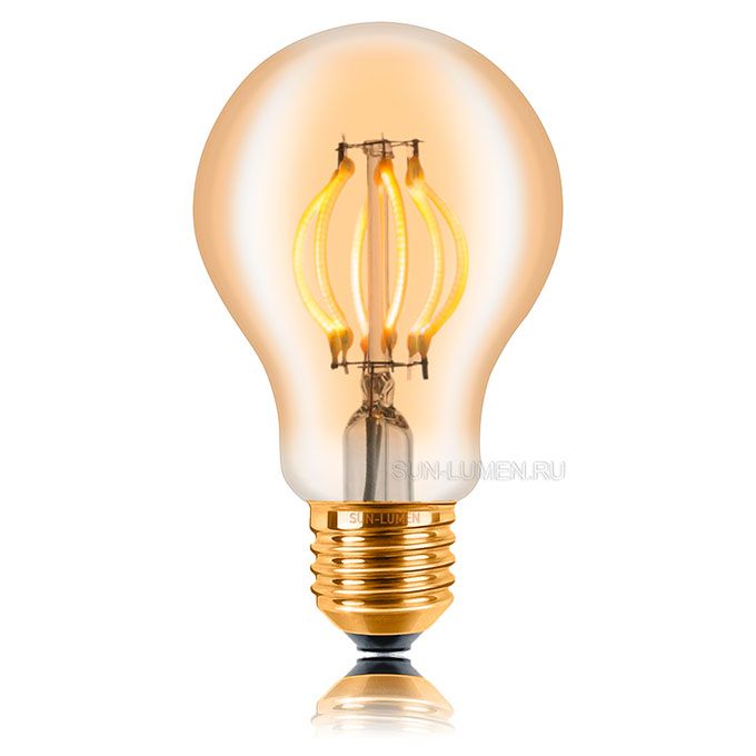 Диммируемая светодиодная ретро лампа Sun-Lumen LED Curve 4W A60 E27 (золотистая) 2200K