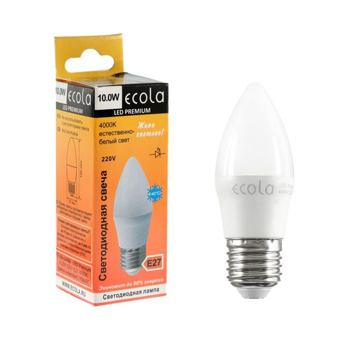 Светодиодная лампа Ecola свеча LED Premium 10W E27 (матовая) 4000K