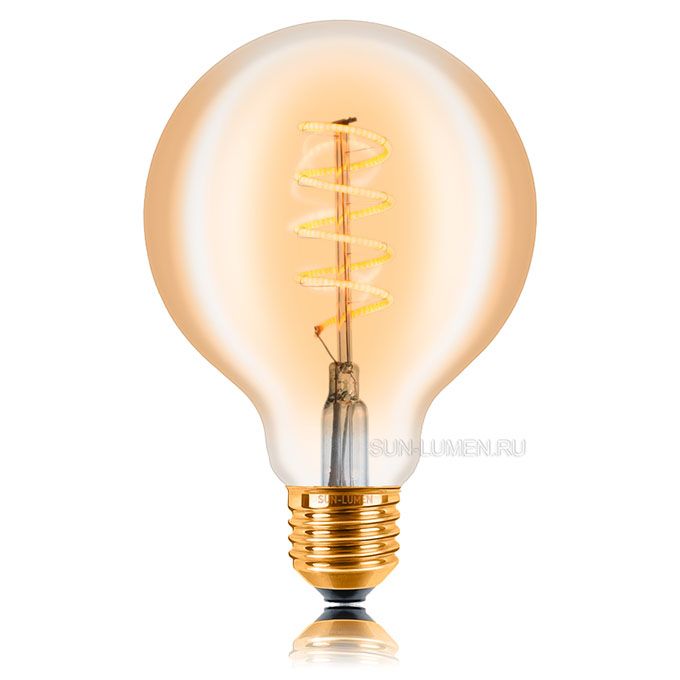 Диммируемая светодиодная ретро лампа Sun-Lumen LED 5W G95 SF-8 E27 (золотистая) 2200K