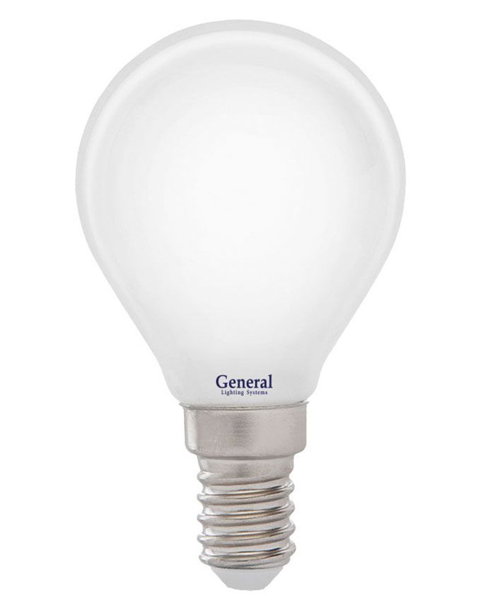 Филаментная светодиодная лампа General шар LED 8W G45 E14 (матовая) 6500K