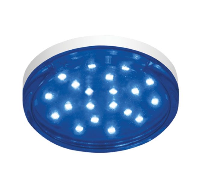 Светодиодная лампа Ecola в форме таблетки GX53 LED 4,4W (прозрачное стекло) синий