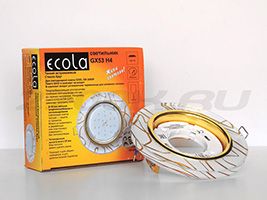 Встраиваемый светильник Ecola GX53 H4 5310 Glass золото с круглой вкладкой золото на белом
