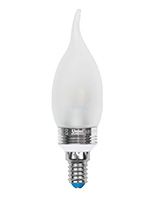 Светодиодная лампа Uniel Crystal Silver свеча на ветру LED 5W E14 3000K для хрустальных люстр (матовое стекло)