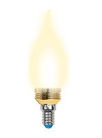 Светодиодная лампа Uniel Crystal Gold свеча на ветру LED 5W E14 3000K для хрустальных люстр (матовая)