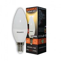 Светодиодная лампа BRAWEX Premium свеча LED 6W E14 3000K