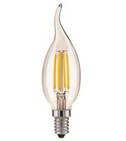 Филаментная светодиодная лампа Ecola в форме свечи на ветру LED Premium 5W E14 4000K (прозрачная)