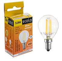 Филаментная светодиодная лампа Ecola шар LED 5W E14 (прозрачная) 2700K