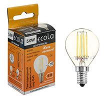 Филаментная светодиодная лампа Ecola в форме шара LED Premium 5W G45 E14 4000K (прозрачная)