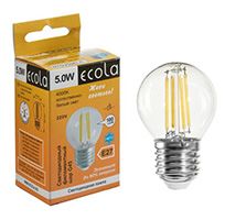 Филаментная светодиодная лампа Ecola шар LED 5W E27 (прозрачная) 4000K