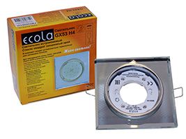 Встраиваемый светильник Ecola GX53 H4 5311 Glass хром с квадратной зеркальной вкладкой