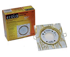 Встраиваемый светильник Ecola GX53 H4 5311 Glass золото с квадратной вкладкой золото на белом