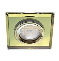 Встраиваемый светильник Ecola MR16 DL1651 GU5.3 Glass золото с квадратной золотой вкладкой