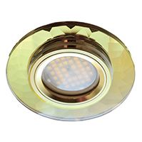 Встраиваемый светильник Ecola MR16 DL1654 GU5.3 Glass золото с золотой граненой вкладкой